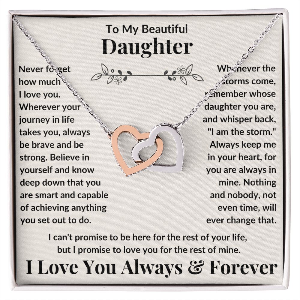 Daughter, Never Forget How Much I Love You, Interlocking Hearts Necklace, Holiday