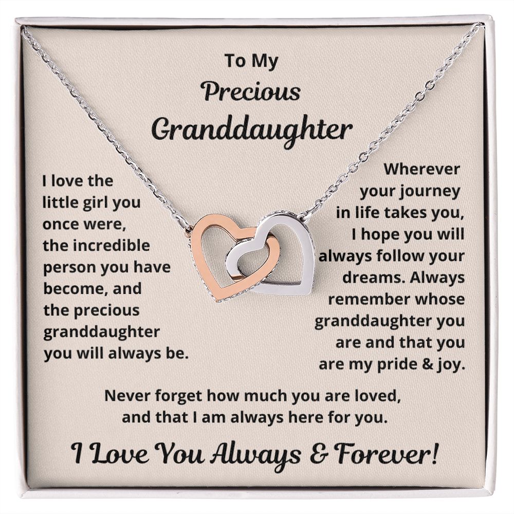 Granddaughter, I Love The Little Girl You Once Were, Interlocking Hearts Necklace, Holiday