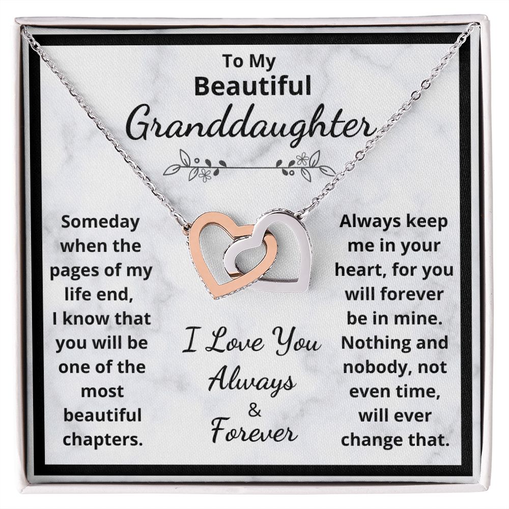 Granddaughter, Someday When The Pages Of My Life End, Interlocking Hearts Necklace, Holiday