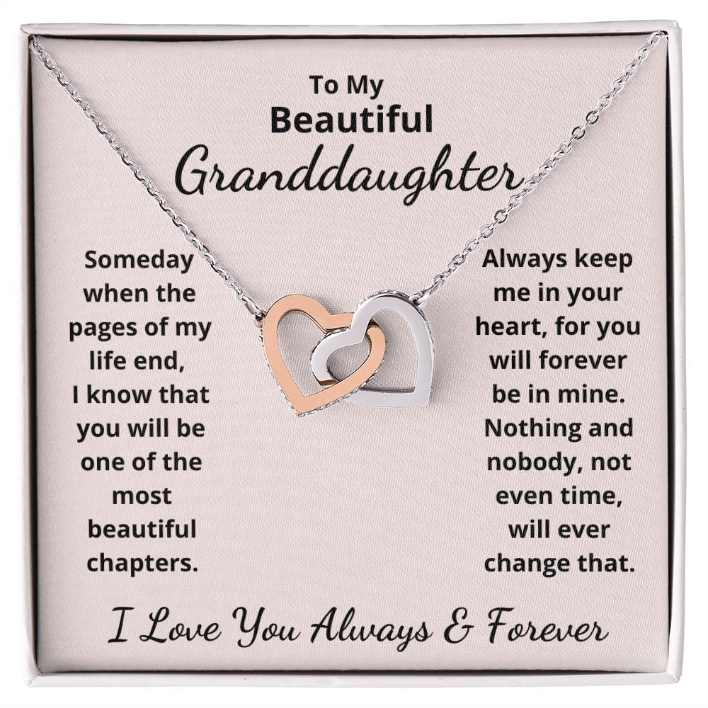 Granddaughter, Pages Of My Life, Interlocking Hearts Necklace, Holiday