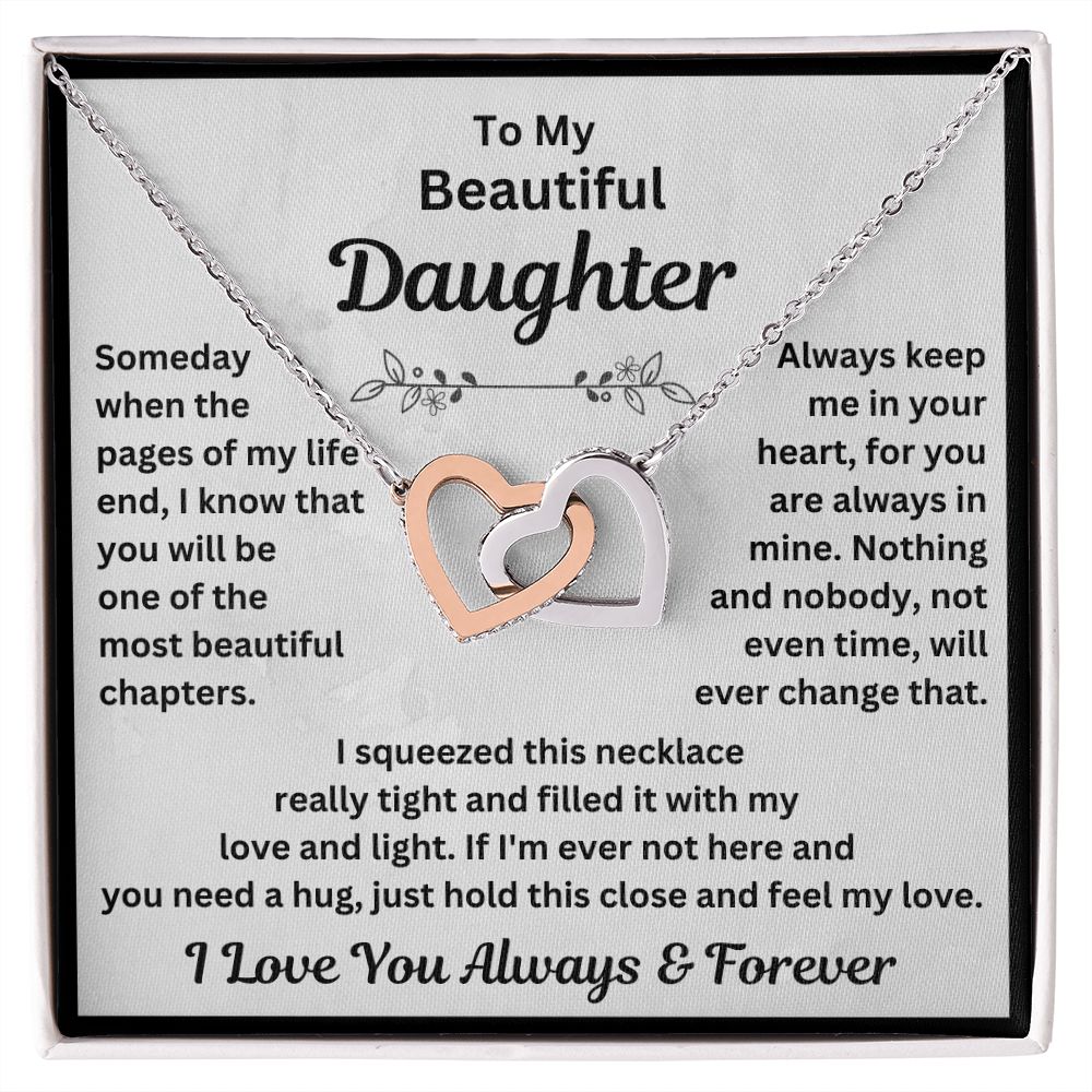 Daughter, Someday When The Pages Of My Life End, Interlocking Hearts Necklace, Holiday