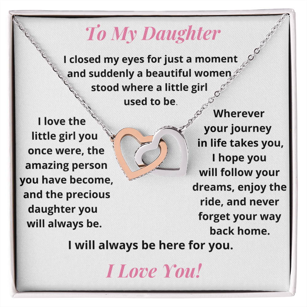 Daughter, I Closed My Eyes, Interlocking Hearts Necklace, Holiday