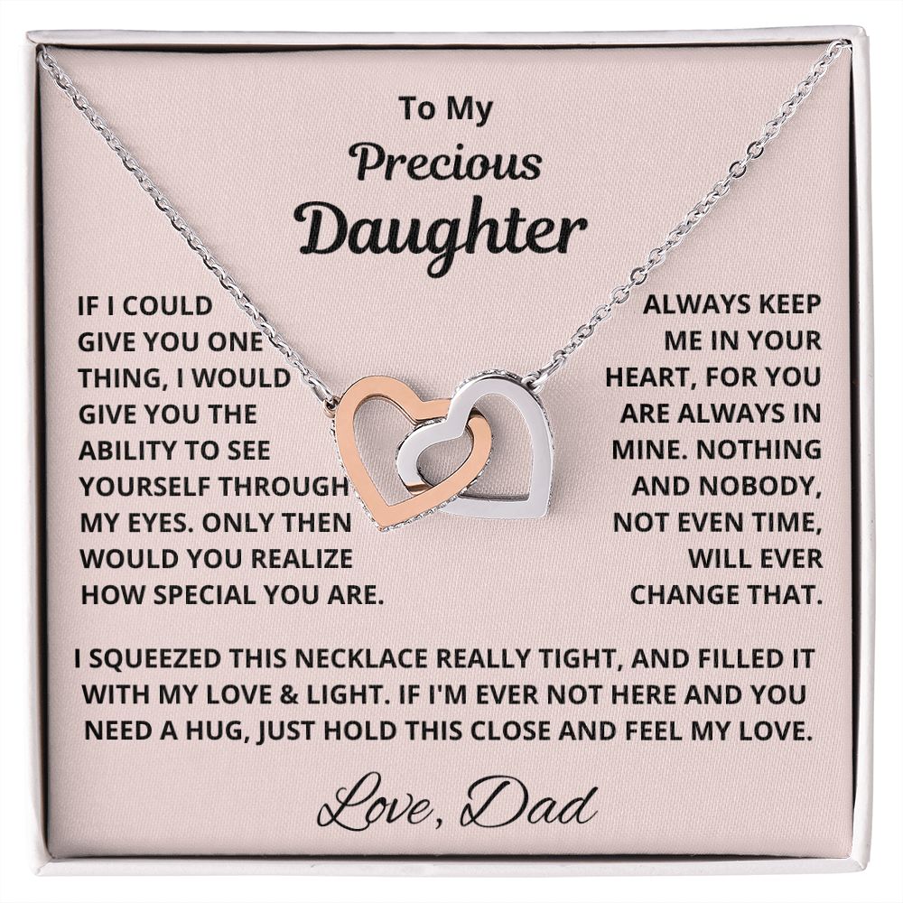 Daughter, If I Could Give You One Thing, Interlocking Hearts Necklace, Holiday