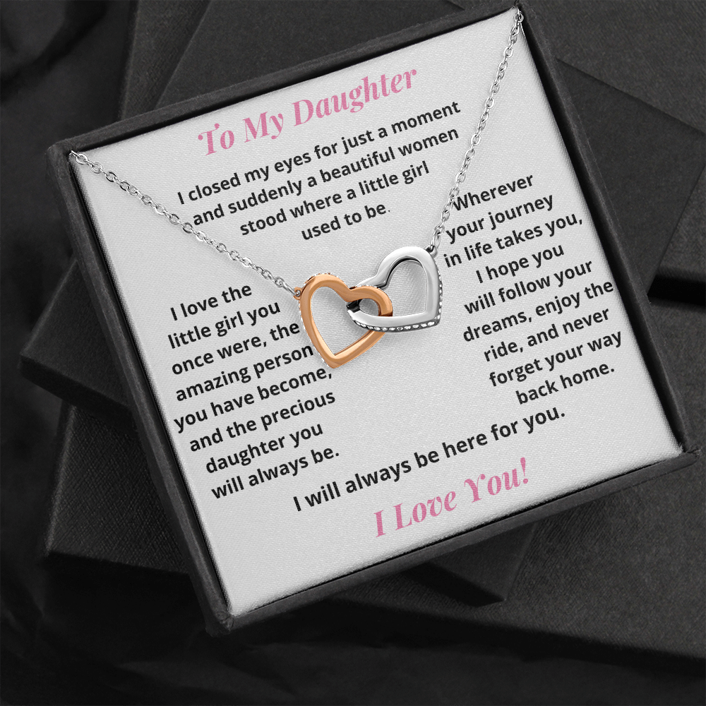 Daughter, I Closed My Eyes, Interlocking Hearts Necklace, Holiday