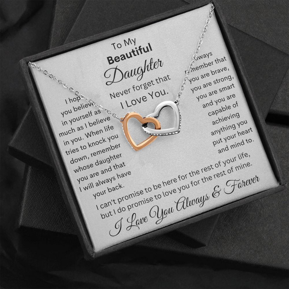 Daughter, I Hope You Believe In Yourself, Interlocking Hearts Necklace, Holiday