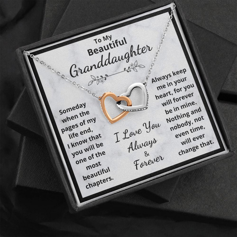Granddaughter, Someday When The Pages Of My Life End, Interlocking Hearts Necklace, Holiday