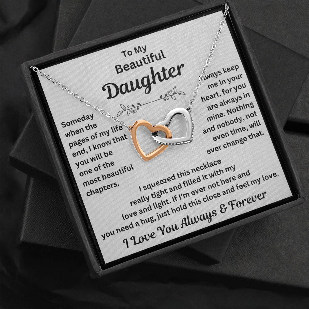 Daughter, Someday When The Pages Of My Life End, Interlocking Hearts Necklace, Holiday