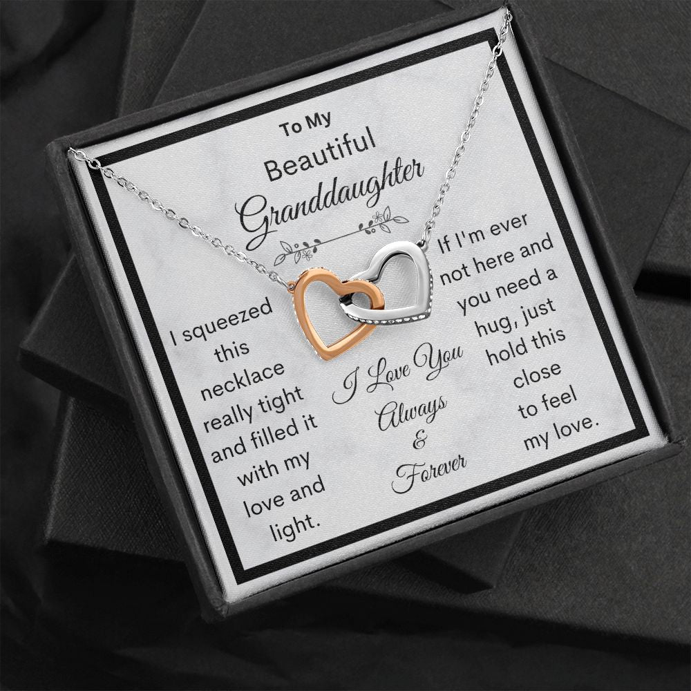 Granddaughter, I Squeezed This Necklace Really Tight, Interlocking Hearts Necklace, Holiday