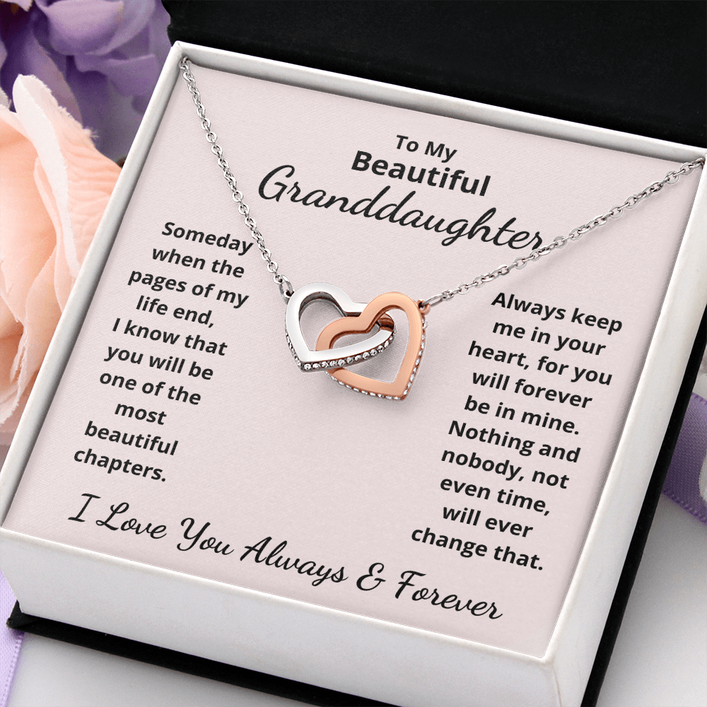 Granddaughter, Pages Of My Life, Interlocking Hearts Necklace, Holiday