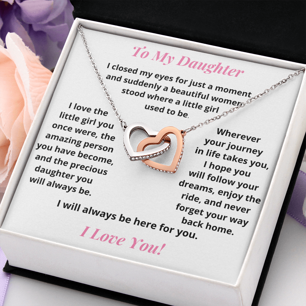 Daughter, I Closed My Eyes, Interlocking Hearts Necklace, Holiday