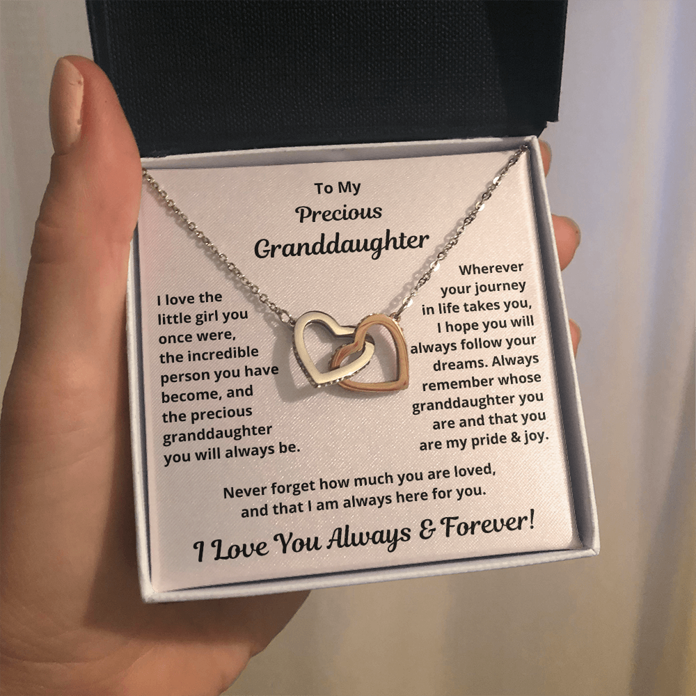 Granddaughter, I Love The Little Girl You Once Were, Interlocking Hearts Necklace, Holiday