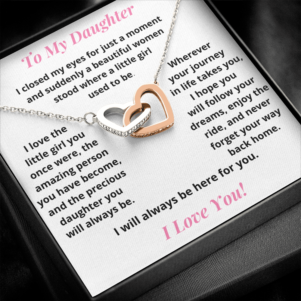 Daughter, I Closed My Eyes, Interlocking Hearts Necklace, Holiday