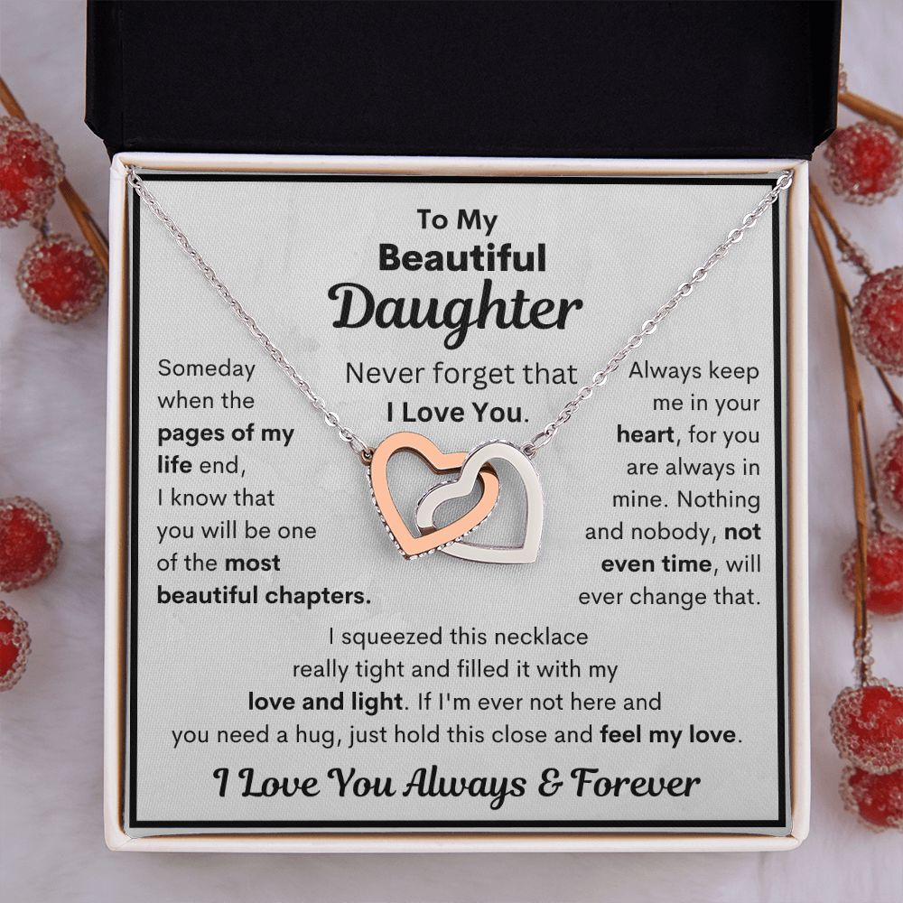 Daughter, Someday When The Pages Of My Life End, Interlocking Hearts Necklace, Holiday