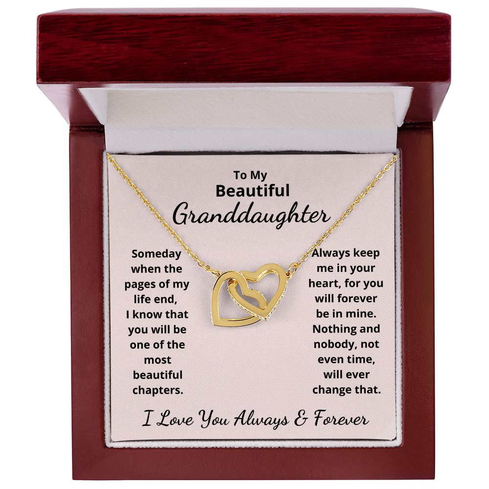 Granddaughter, Pages Of My Life, Interlocking Hearts Necklace, Holiday