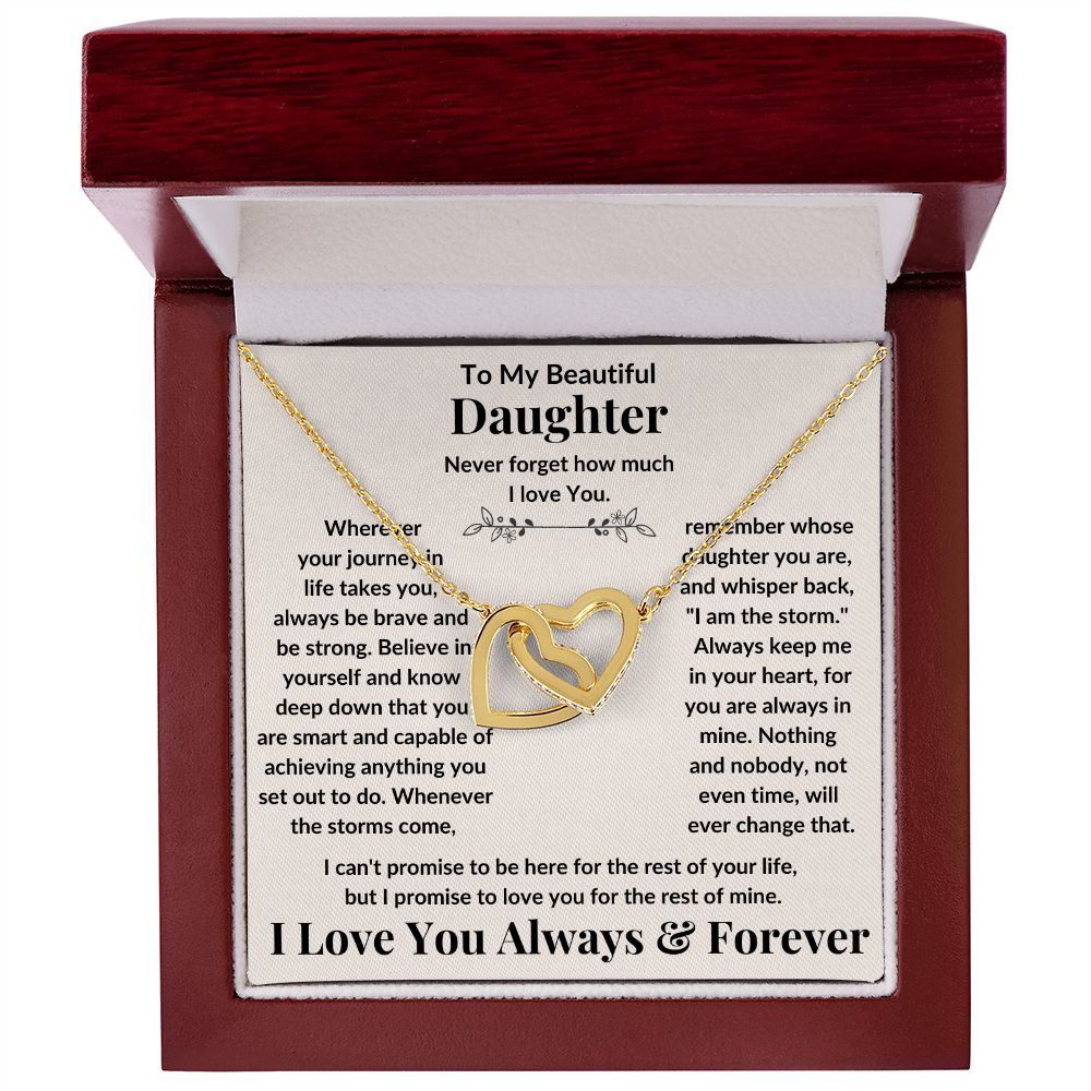 Daughter, Never Forget How Much I Love You, Interlocking Hearts Necklace, Holiday