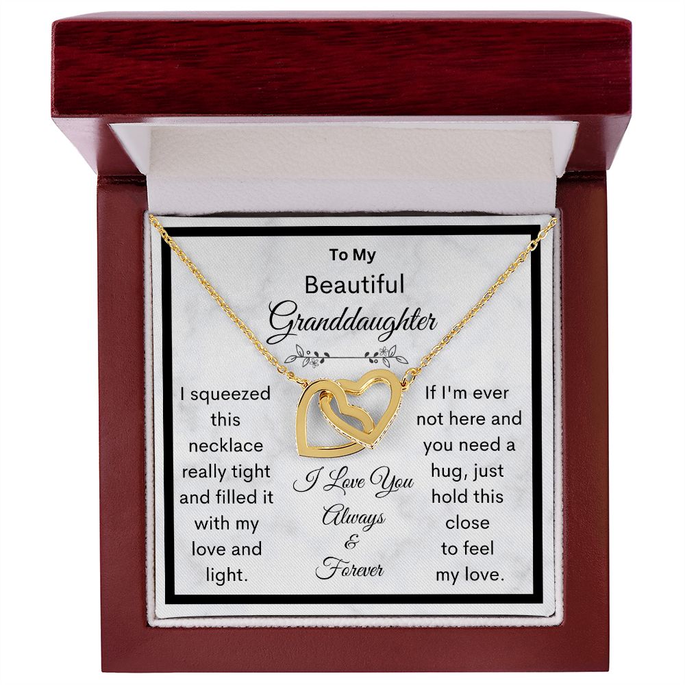Granddaughter, I Squeezed This Necklace Really Tight, Interlocking Hearts Necklace, Holiday