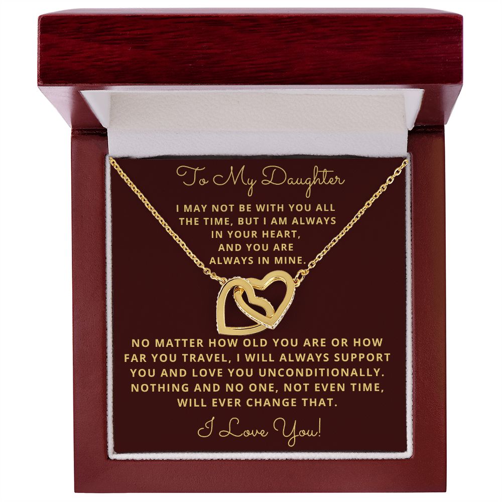 Daughter, I may Not Be With You All The Time, Interlocking Hearts Necklace, Holiday