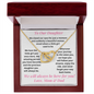 Daughter, Love Mom & Dad, We Closed Our Eyes, Interlocking Hearts Necklace, Holiday