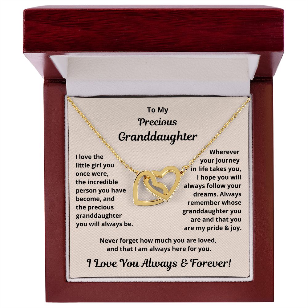 Granddaughter, I Love The Little Girl You Once Were, Interlocking Hearts Necklace, Holiday