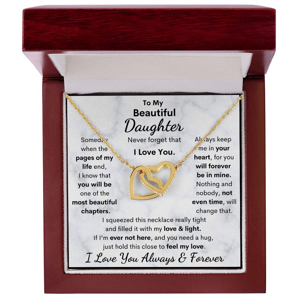Daughter, Never Forget That I Love You, Interlocking Hearts Necklace, Holiday