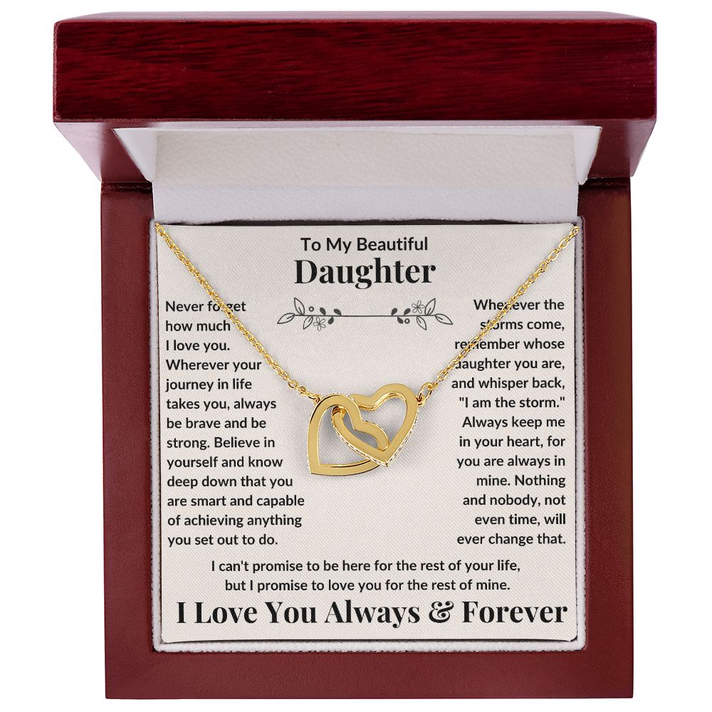 Daughter, Never Forget How Much I Love You, Interlocking Hearts Necklace, Holiday
