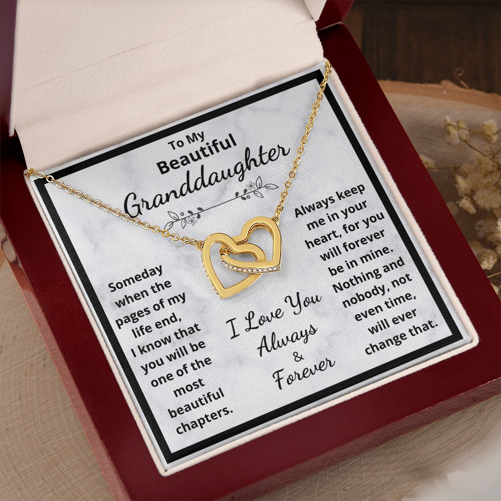 Granddaughter, Someday When The Pages Of My Life End, Interlocking Hearts Necklace, Holiday
