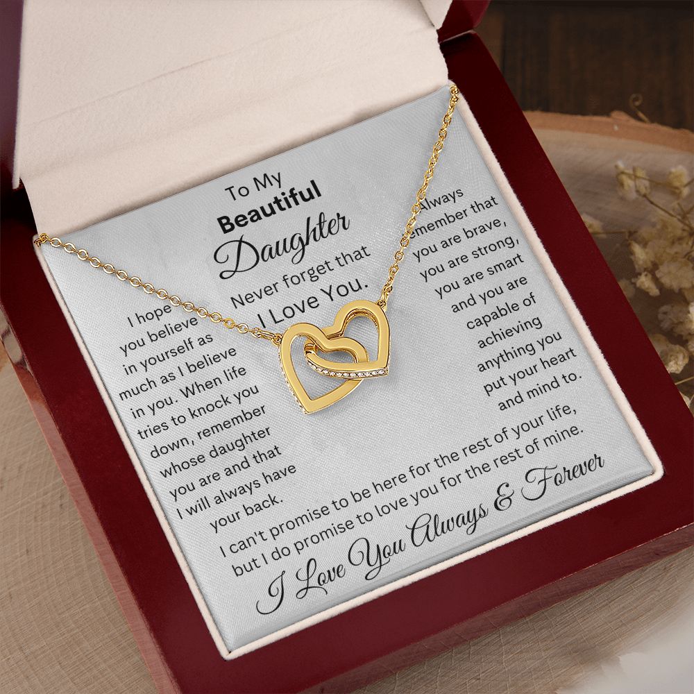 Daughter, I Hope You Believe In Yourself, Interlocking Hearts Necklace, Holiday