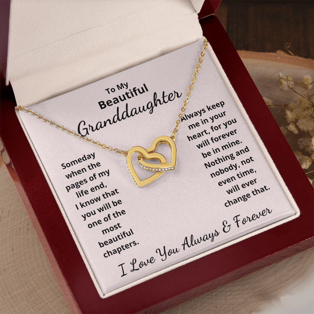 Granddaughter, Pages Of My Life, Interlocking Hearts Necklace, Holiday
