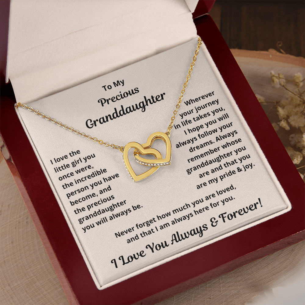 Granddaughter, I Love The Little Girl You Once Were, Interlocking Hearts Necklace, Holiday