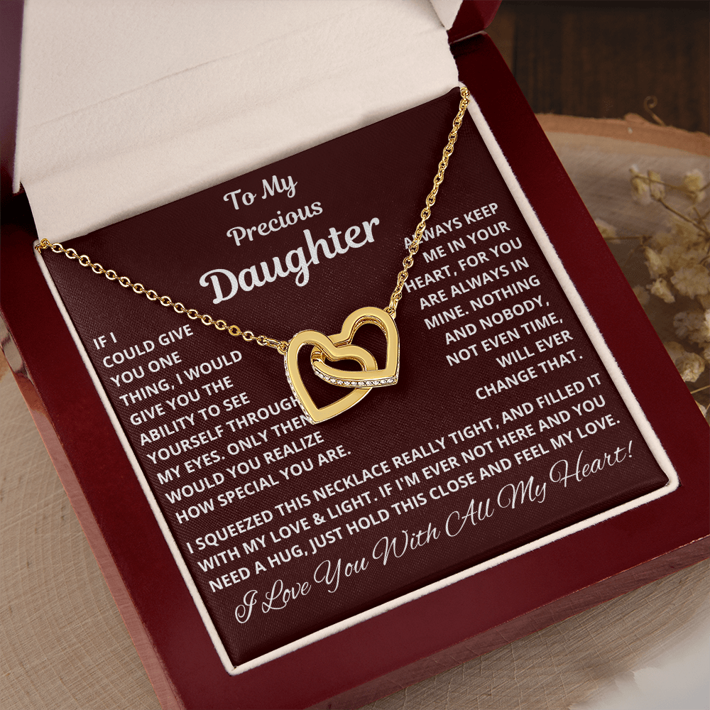 Daughter, If I Could Give You One Thing, Interlocking Hearts Necklace, Holiday