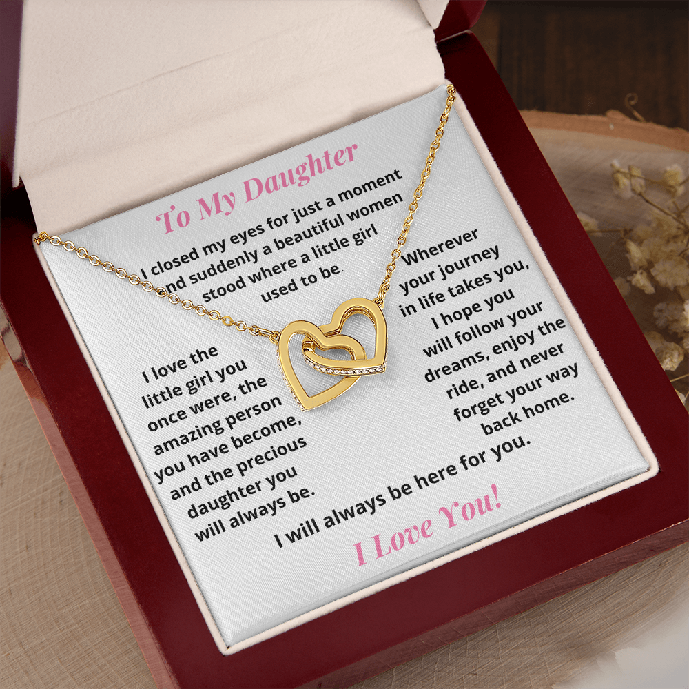 Daughter, I Closed My Eyes, Interlocking Hearts Necklace, Holiday