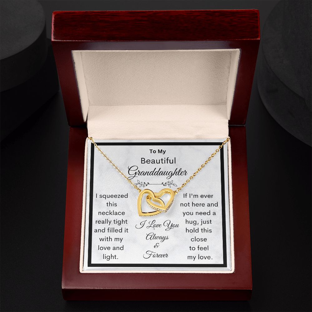 Granddaughter, I Squeezed This Necklace Really Tight, Interlocking Hearts Necklace, Holiday