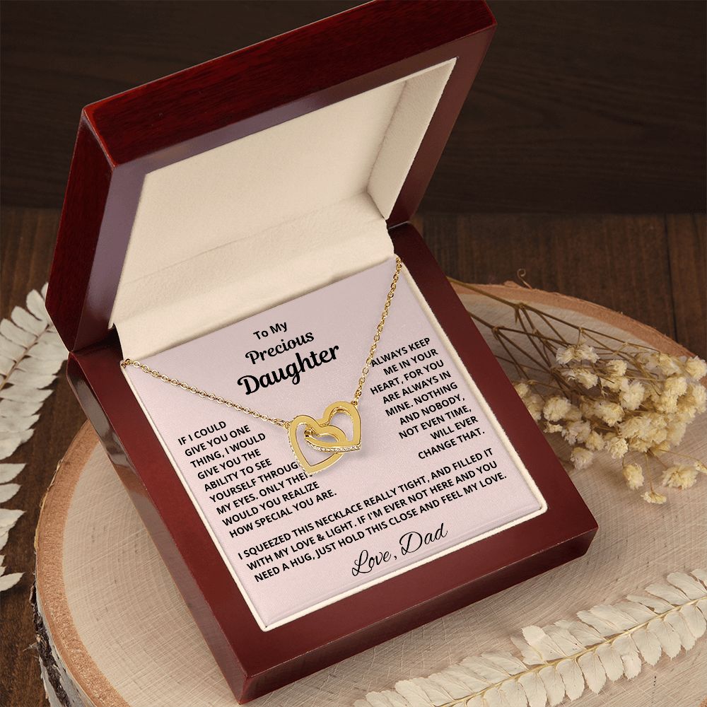 Daughter, If I Could Give You One Thing, Interlocking Hearts Necklace, Holiday