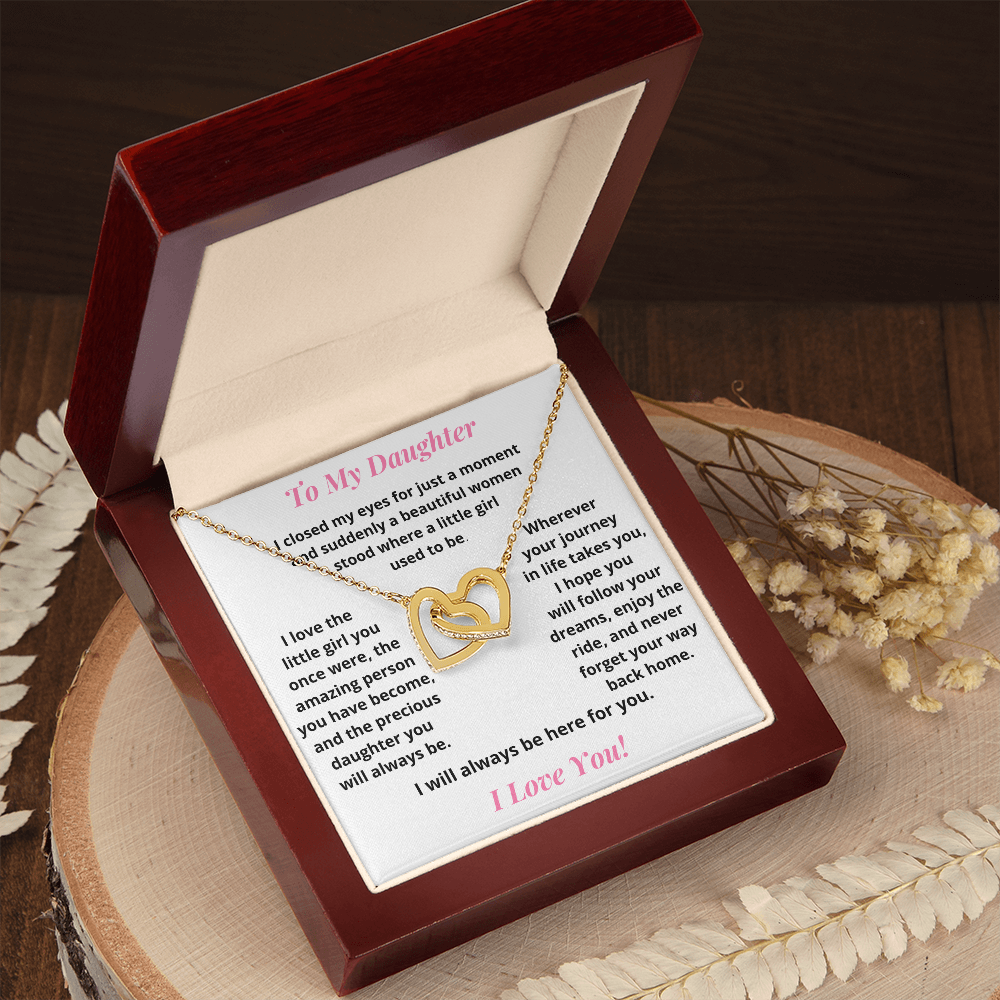 Daughter, I Closed My Eyes, Interlocking Hearts Necklace, Holiday