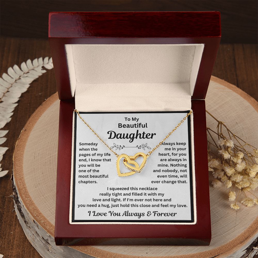 Daughter, Someday When The Pages Of My Life End, Interlocking Hearts Necklace, Holiday