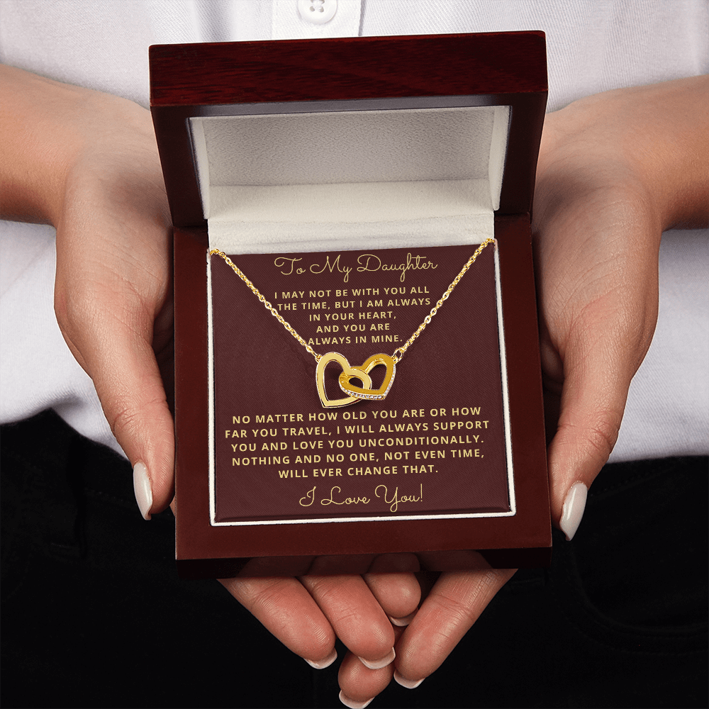 Daughter, I may Not Be With You All The Time, Interlocking Hearts Necklace, Holiday