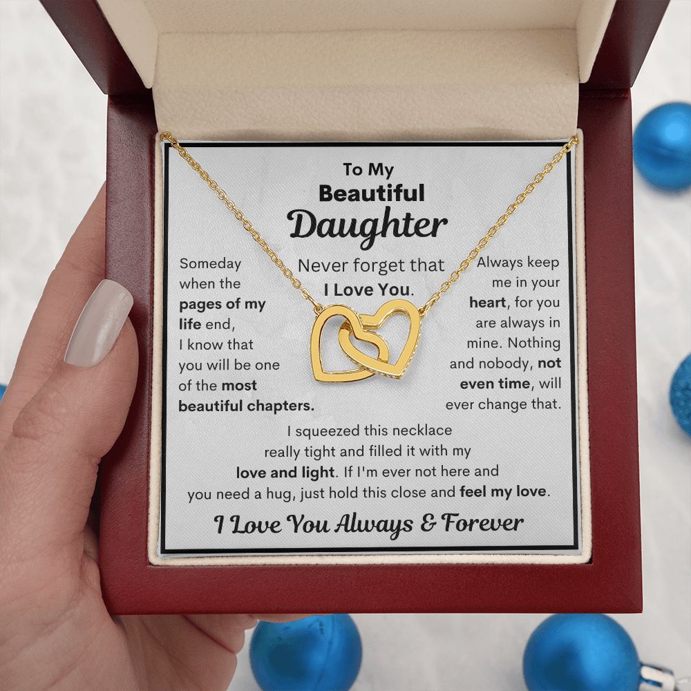 Daughter, Someday When The Pages Of My Life End, Interlocking Hearts Necklace, Holiday