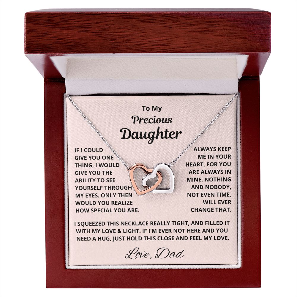 Daughter, If I Could Give You One Thing, Interlocking Hearts Necklace, Holiday