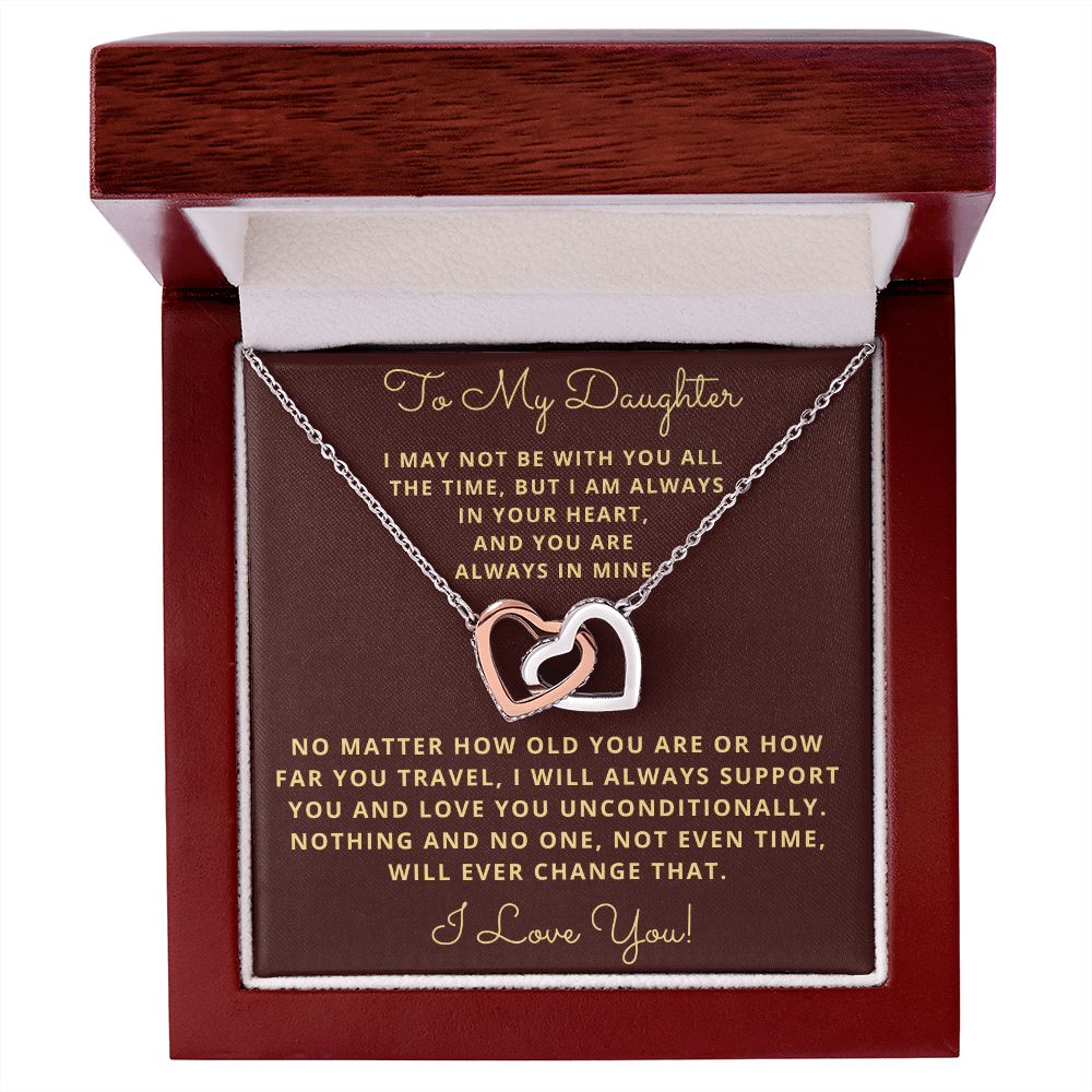 Daughter, I may Not Be With You All The Time, Interlocking Hearts Necklace, Holiday