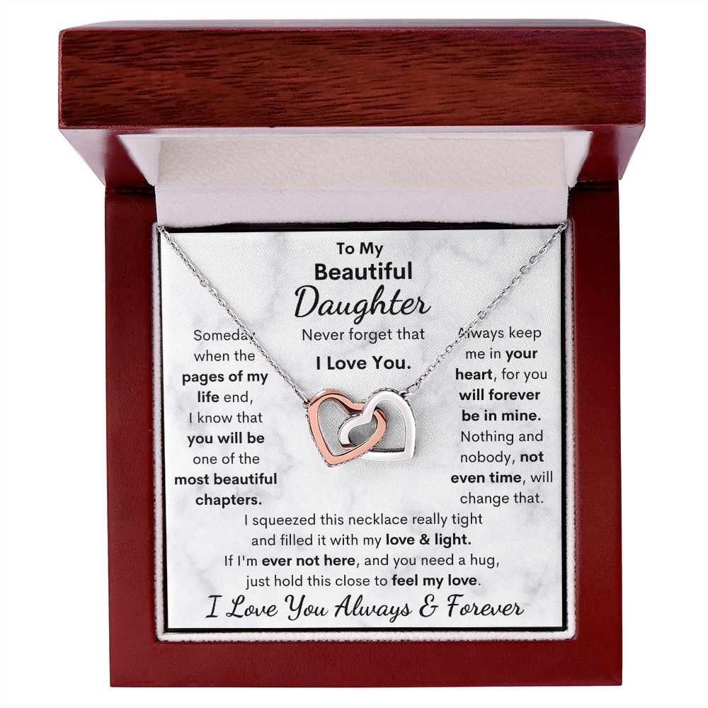 Daughter, Never Forget That I Love You, Interlocking Hearts Necklace, Holiday