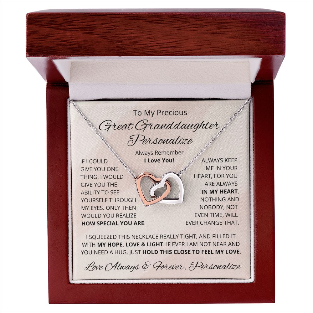 Great Granddaughter, Interlocking Hearts Necklace