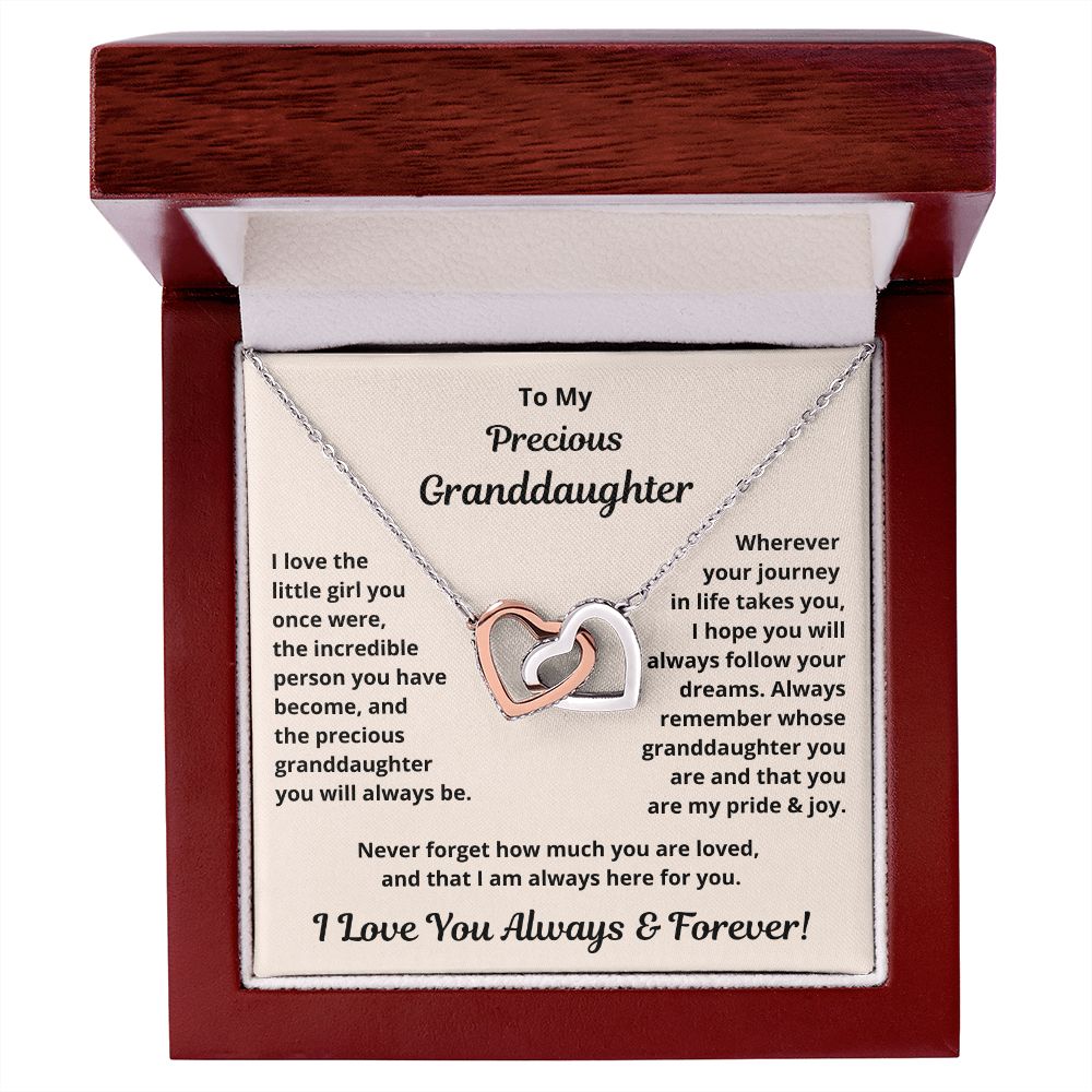 Granddaughter, I Love The Little Girl You Once Were, Interlocking Hearts Necklace, Holiday