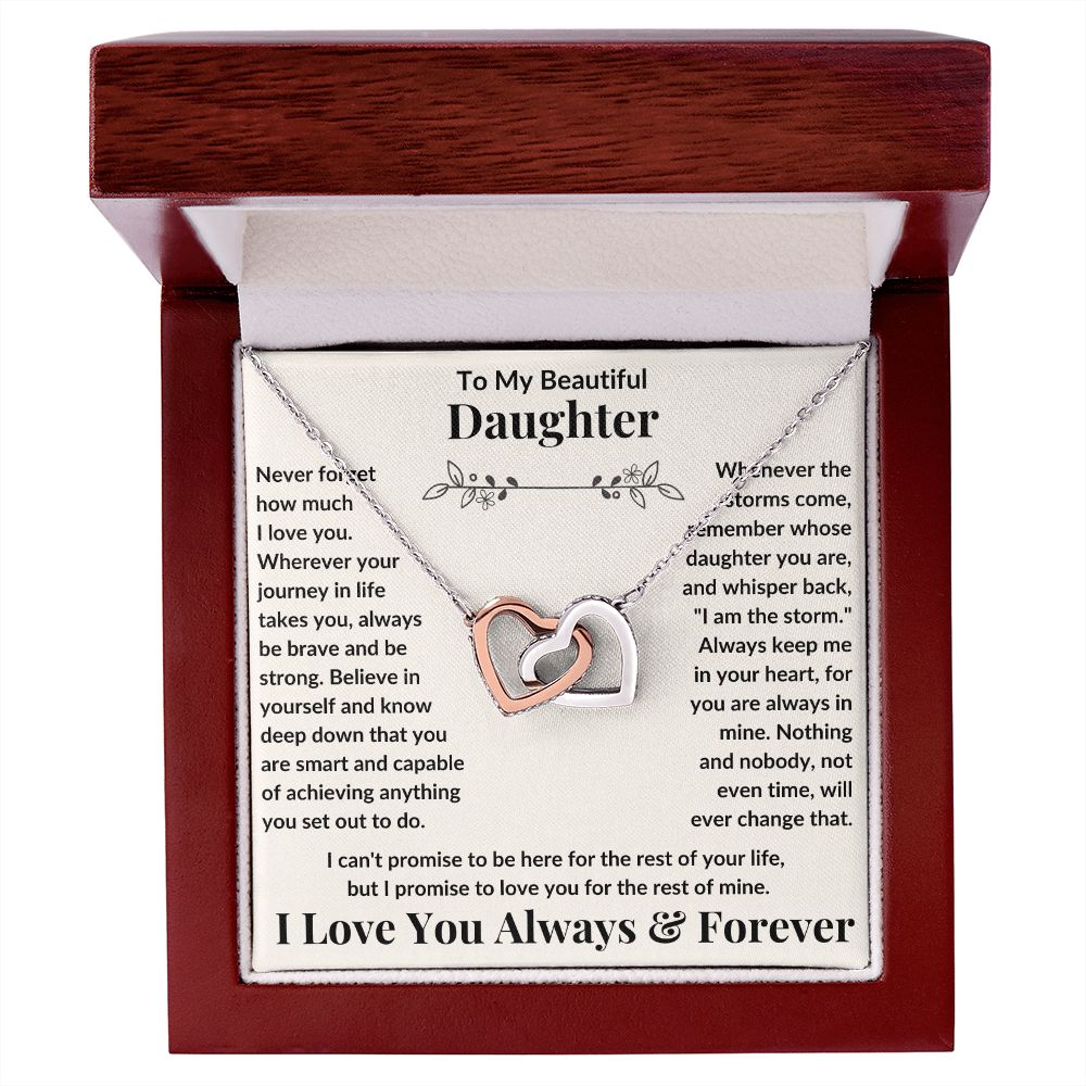 Daughter, Never Forget How Much I Love You, Interlocking Hearts Necklace, Holiday