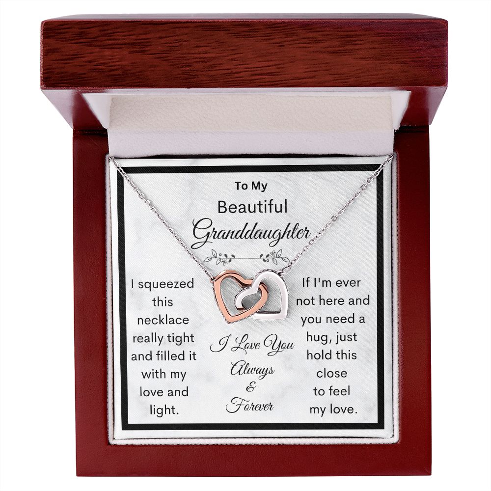 Granddaughter, I Squeezed This Necklace Really Tight, Interlocking Hearts Necklace, Holiday