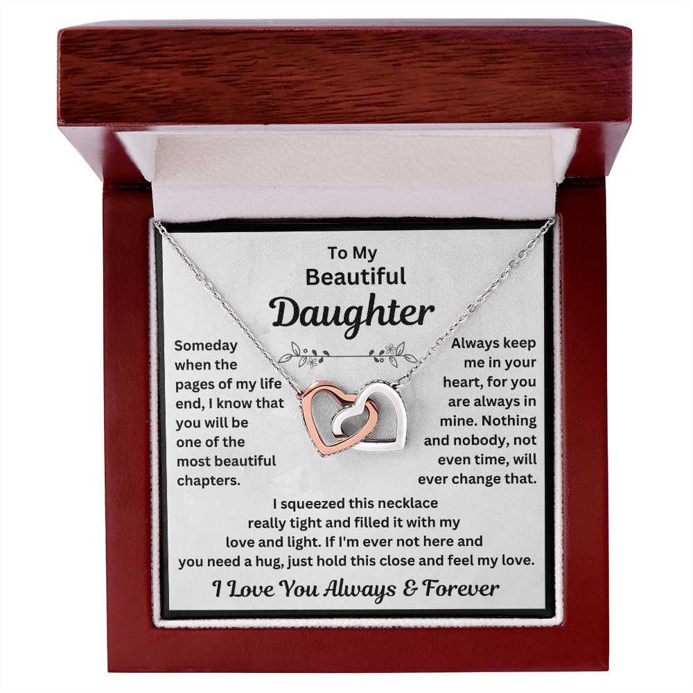 Daughter, Someday When The Pages Of My Life End, Interlocking Hearts Necklace, Holiday