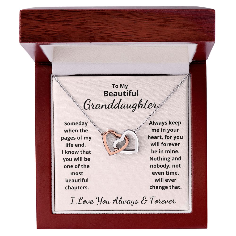 Granddaughter, Pages Of My Life, Interlocking Hearts Necklace, Holiday