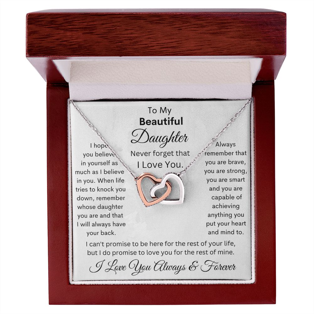 Daughter, I Hope You Believe In Yourself, Interlocking Hearts Necklace, Holiday
