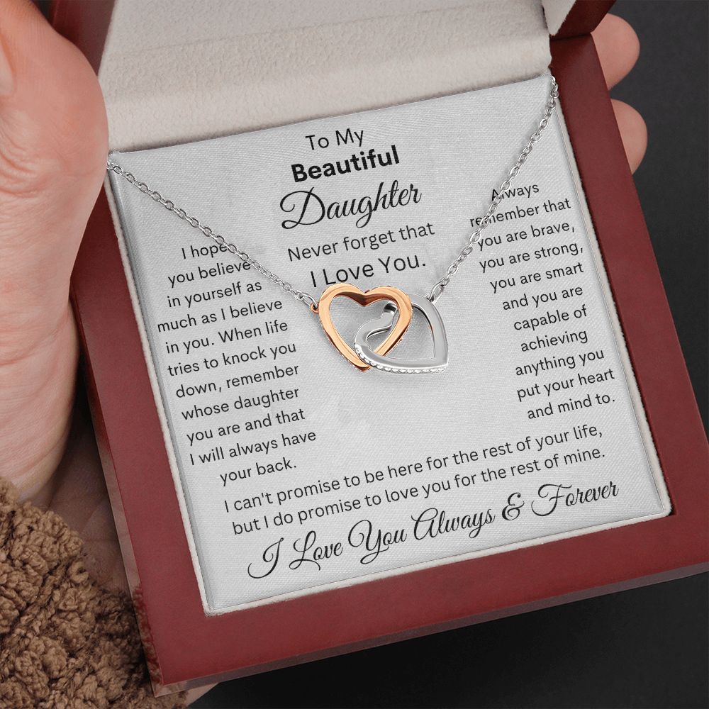 Daughter, I Hope You Believe In Yourself, Interlocking Hearts Necklace, Holiday