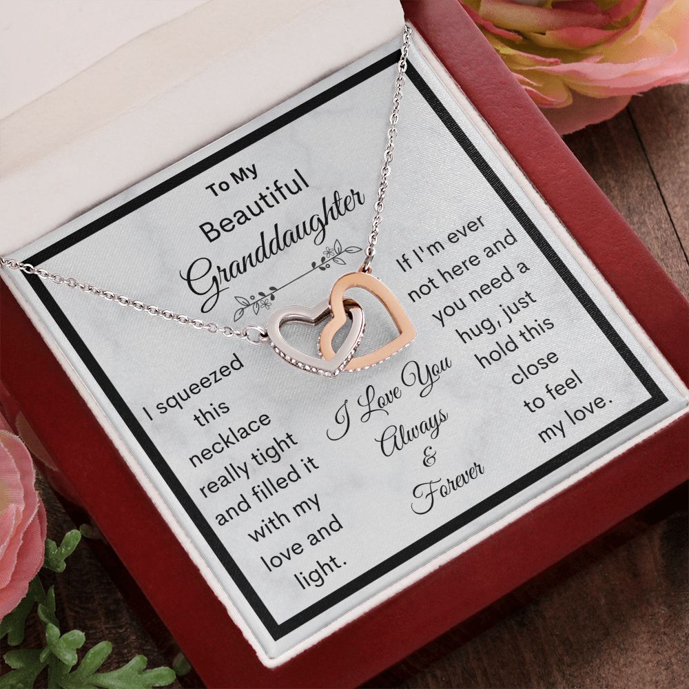 Granddaughter, I Squeezed This Necklace Really Tight, Interlocking Hearts Necklace, Holiday