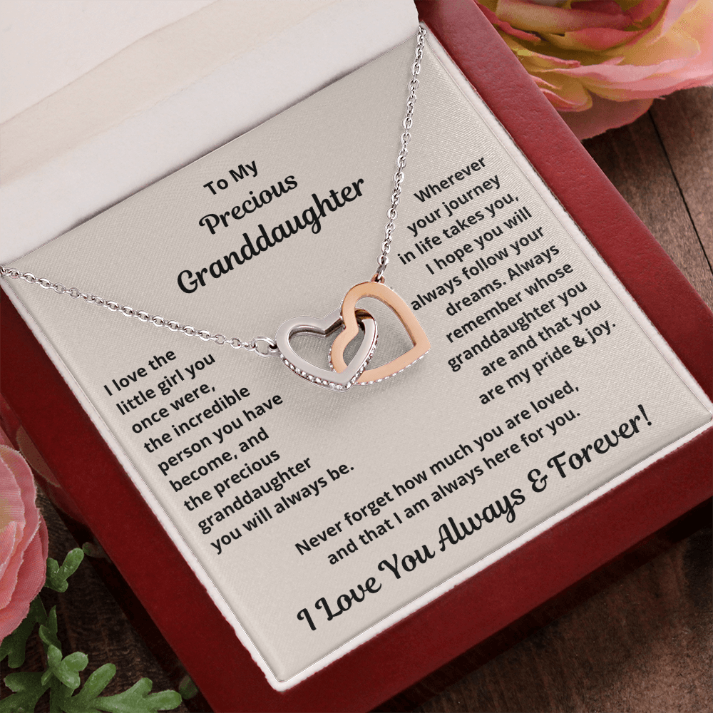 Granddaughter, I Love The Little Girl You Once Were, Interlocking Hearts Necklace, Holiday